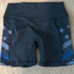 Curves and Combat boots thin blue line shorts